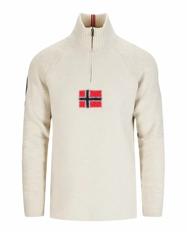 Cheap Amundsen Sports Boiled Ski Sweater W/ Flag 600 Oatmeal/Norge