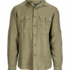 Fashion Amundsen Sports Safari G. Dyed Linen Shirt 407 Olive Ash
